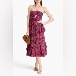 Ulla Johnson Simona Tiered Ruffle Halter Midi Dress